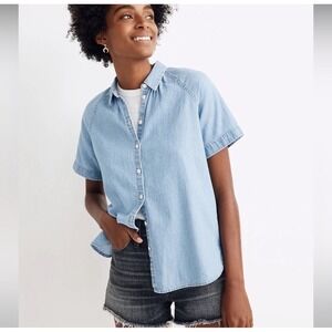 Madewell Tidal Shirt in Dottie Wash Indigo Denim  Button Down Shirt AK018 XXS
